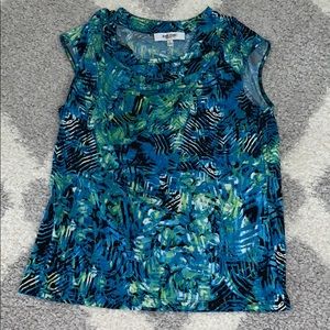 JONES STUDIO WOMENS BLUE, GREEN& BLACK BLOUSE